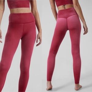 Athleta Elation Velvet Tight Leggings Pull On High Rise Activewear Class Pink M